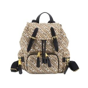 Burberry BURBERRY TB monogram backpack rucksack nylon leather beige black EUC